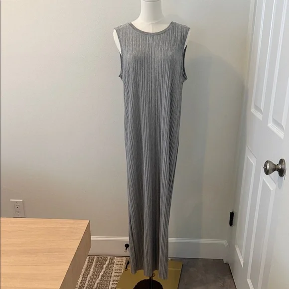 A New Day Gray Ribbed Sleeveless Maxi Dress w/ Side Slits | Size Small - Picture 1 of 3